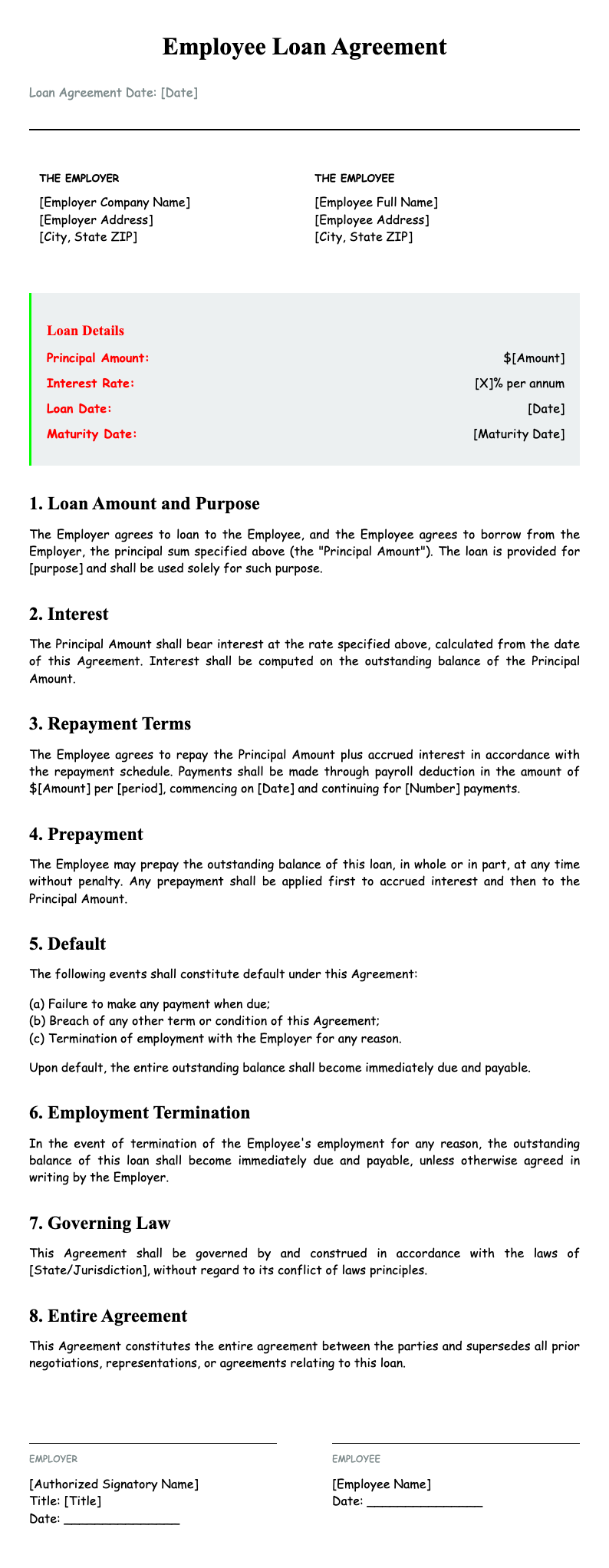 Simple Business Employee Loan Agreement